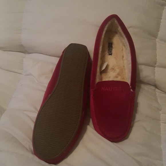 New beautiful burgundy velour Nautica Moccasins 10 - Picture 4 of 6